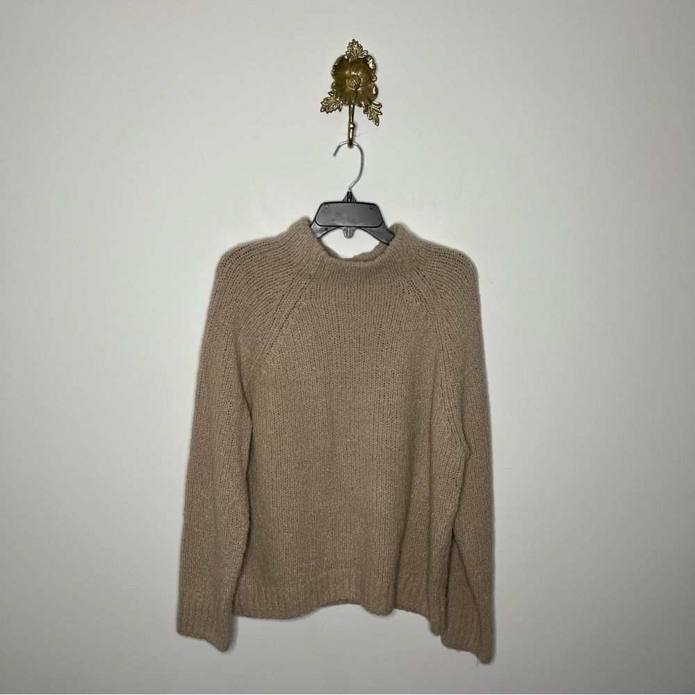 Vince Funnel Neck Chunky Wool Blend Sweater In Burlap M - Picture 1 of 9